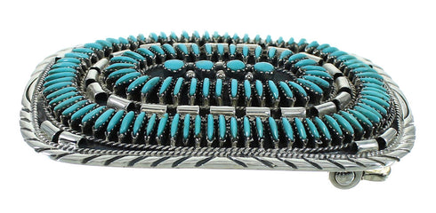 Southwest Genuine Sterling Silver Turquoise Needlepoint Belt Buckle VX64702